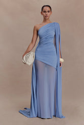 Asher Slinky One Shoulder Maxi Dress - Cornflower Blue