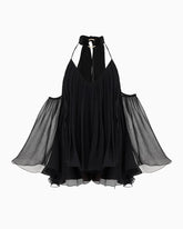 Bell Sleeve Off-Shoulder Chocker A-line Frill Mini Dress