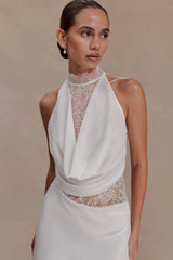 Arra Chiffon And Lace Halter Mini Dress - White