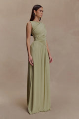 Ayeshya Slinky Asymmetric Maxi Dress - Sage