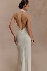 Elyna Slinky Halter Maxi Dress - Ivory