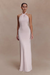 Elyna Slinky Halter Maxi Dress - Pale Pink