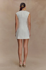 Ariana Pleated Neck Mini Dress - Ivory