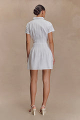 Aysha Buttoned Linen Mini Dress - White