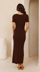 Eden Ribbed Maxi Dress - Chocolate