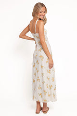 Zinnia Midi Dress - Yellow Floral