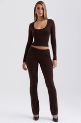 Ama-Chocolate Cashmere Blend Trousers - SALE