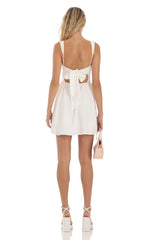 Back Bow Fit and Flare Dress in Ivory