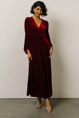 Adelita Velvet Maxi Dress | Merlot