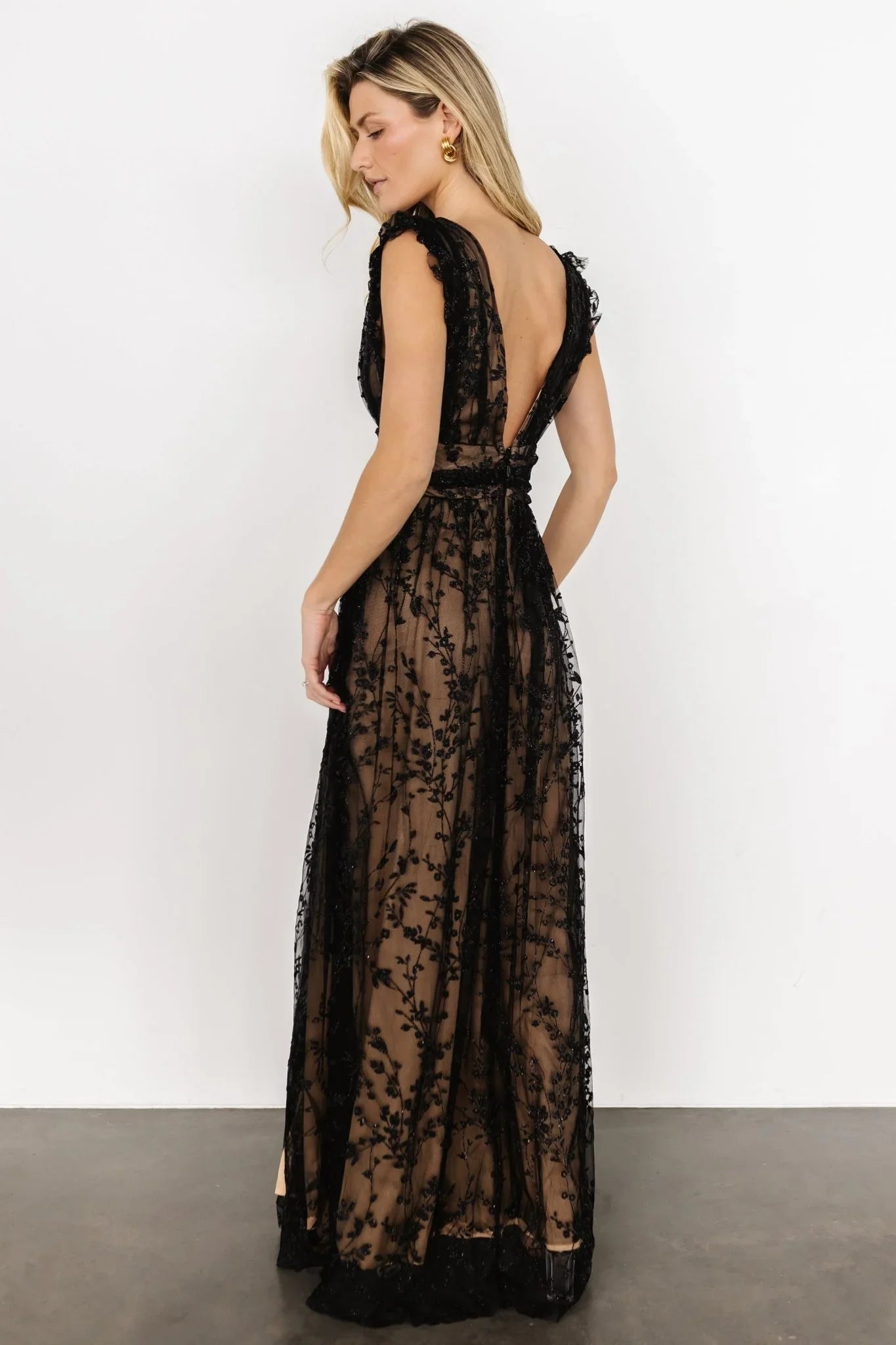 Arlene Shimmer Gown | Black + Nude