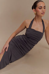 Bentley Peached Jersey Halter Maxi Dress - Charcoal