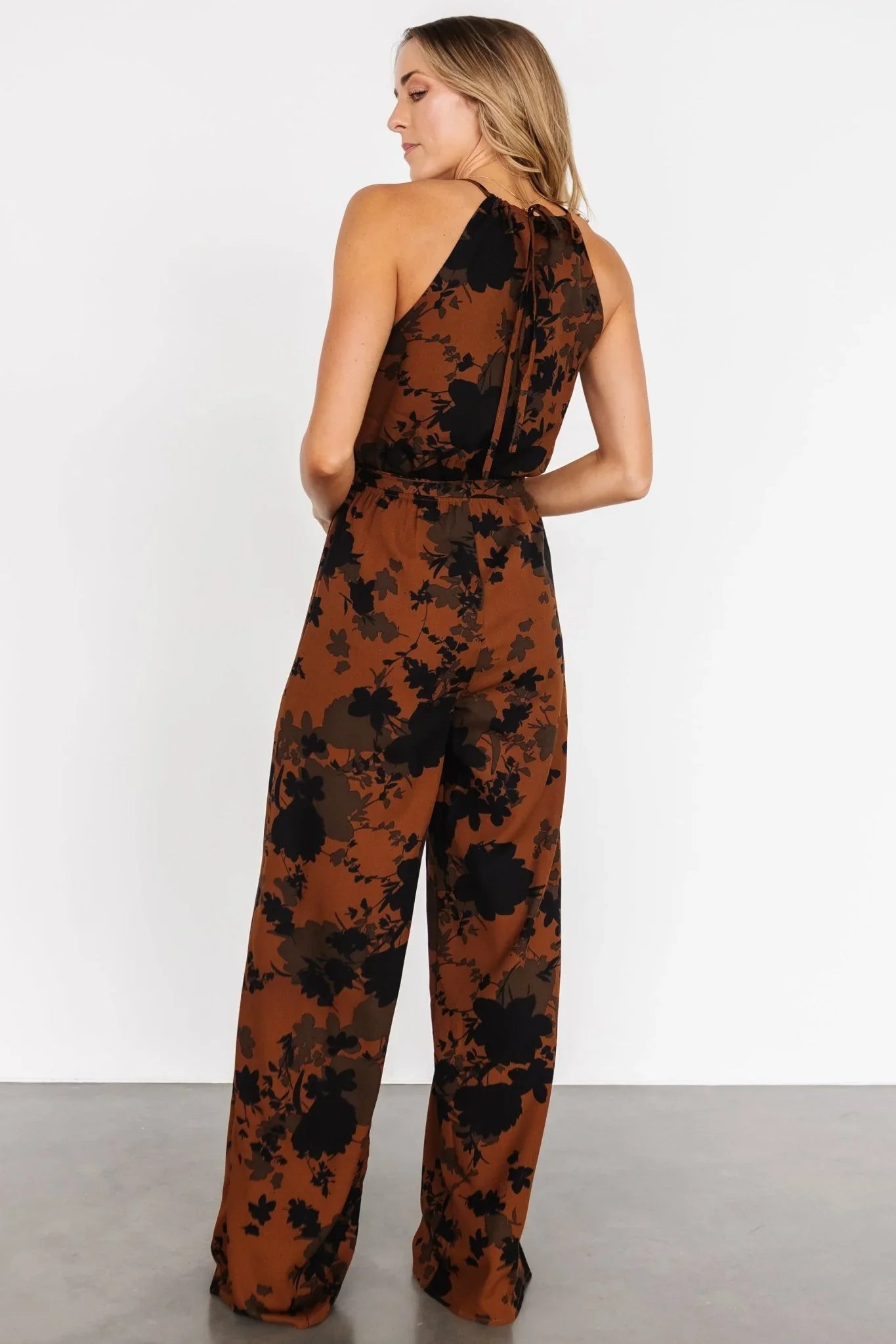 Alameda Halter Jumpsuit | Espresso Print