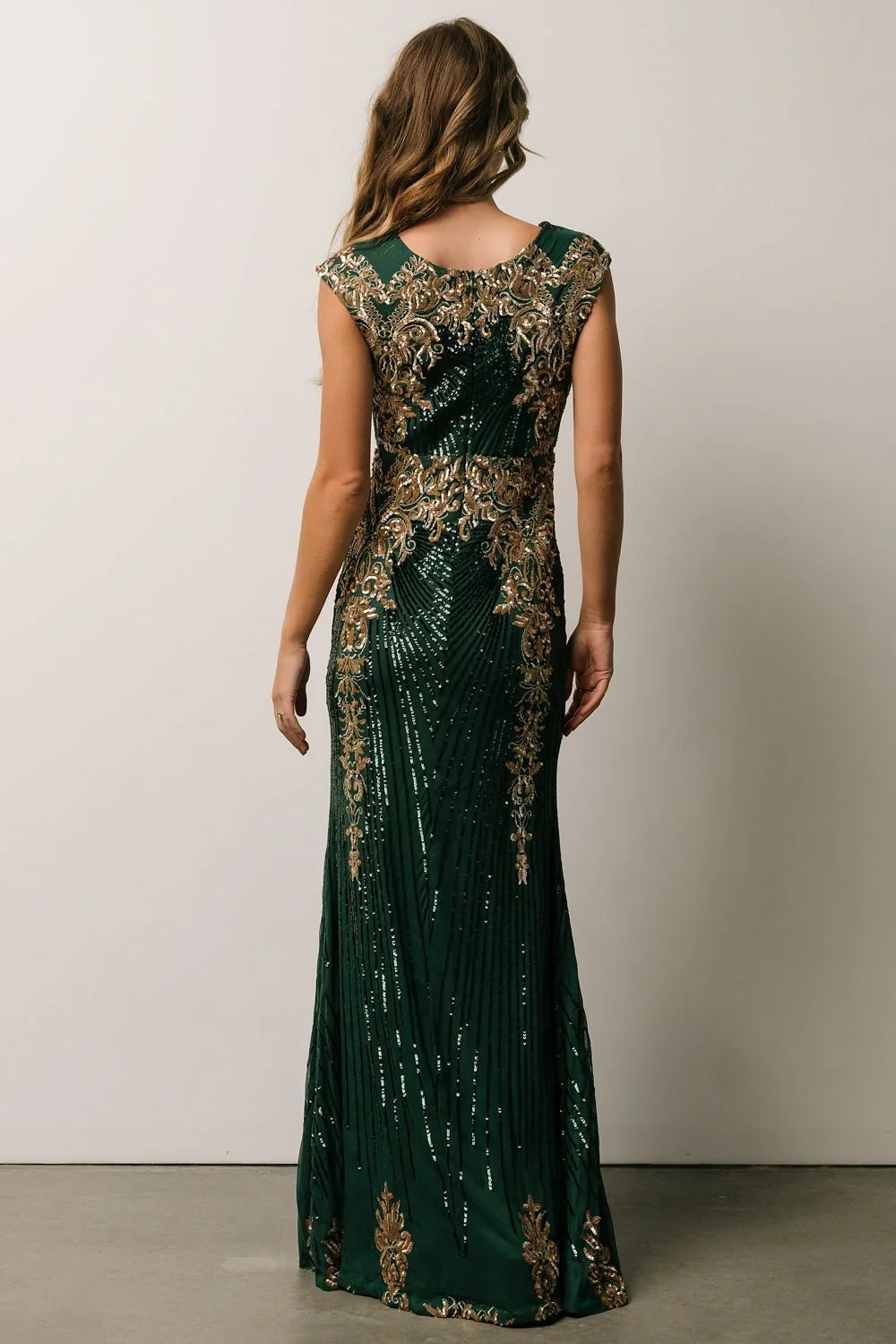 Azura Sequin Gown | Green + Gold