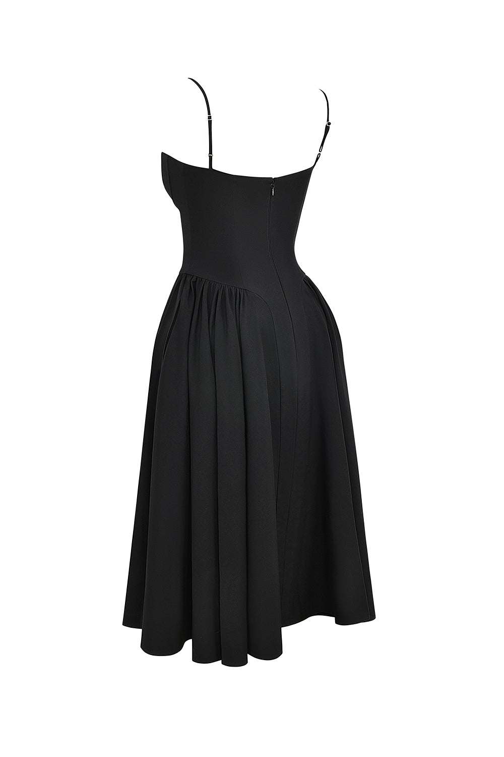 Samaria-Black Corset Midi Dress