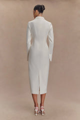Dorian Fitted Shirt Midi Dress - White