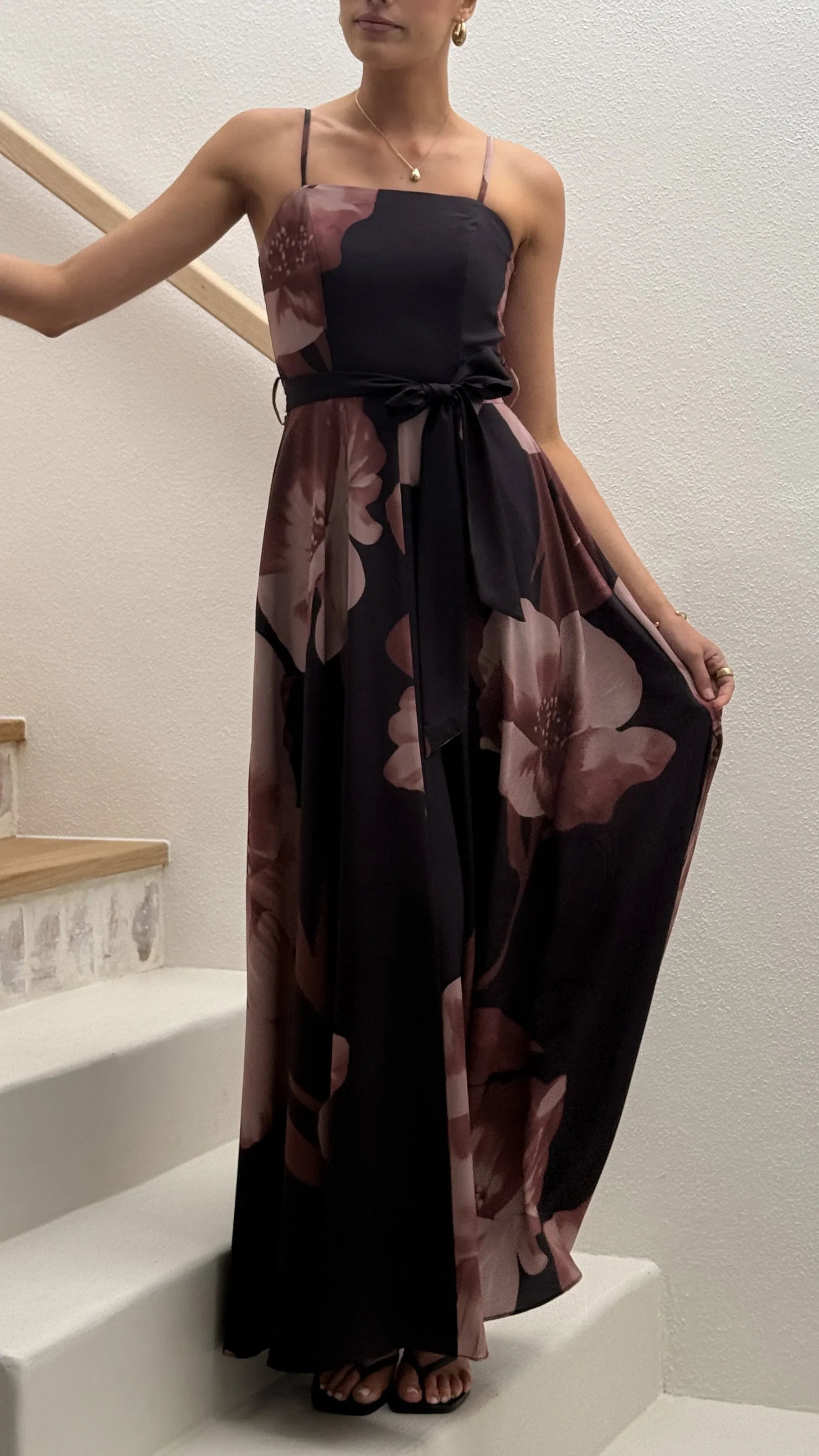 Carson Maxi Dress - Black/Wine Floral