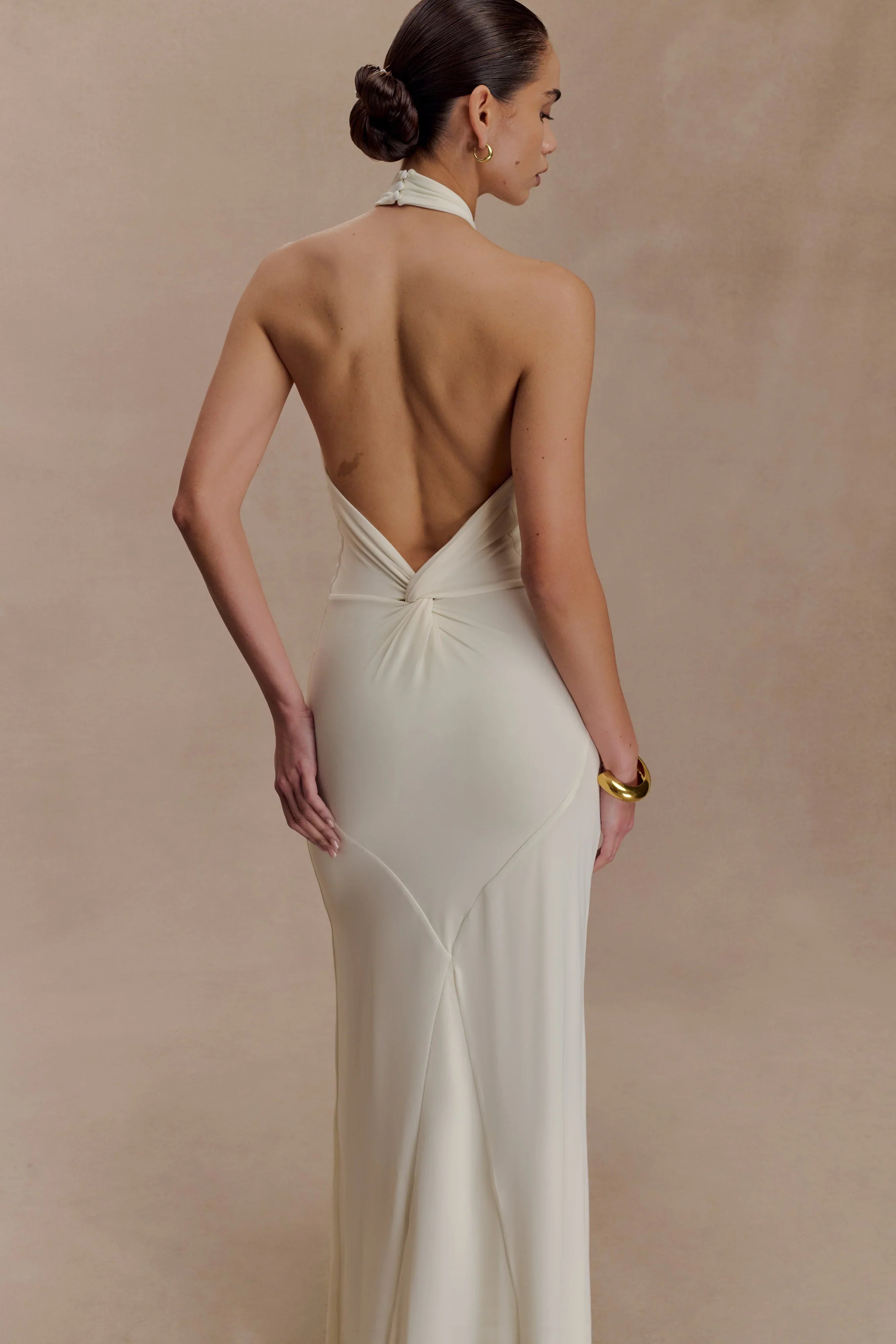Elyna Slinky Halter Maxi Dress - Ivory