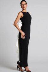 Ethan Backless Pearl Bow Maxi Dress