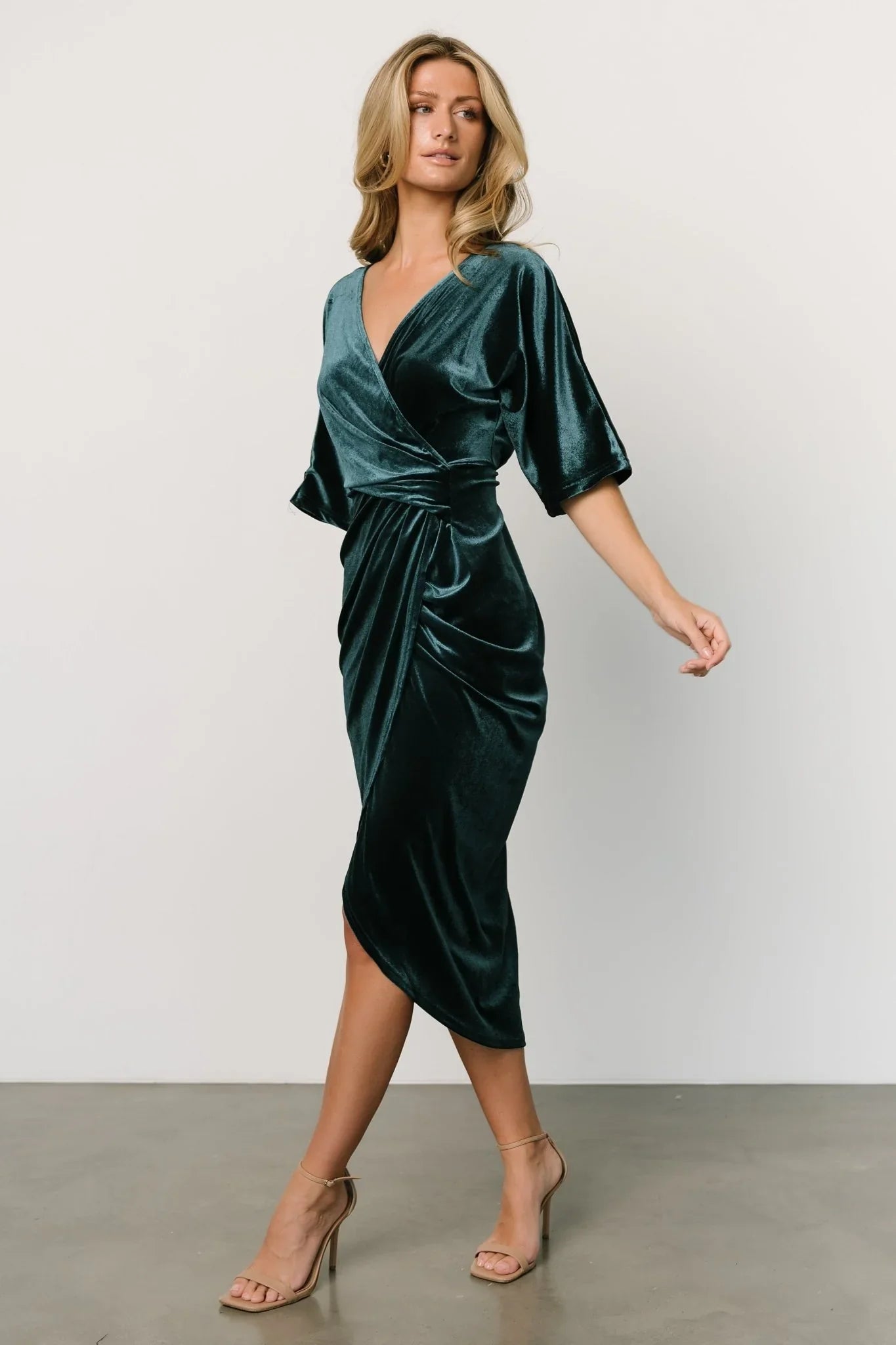 Brendyn Ruched Velvet Dress | Jade