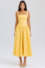 Vivien-Apricot Cotton Midi Sundress
