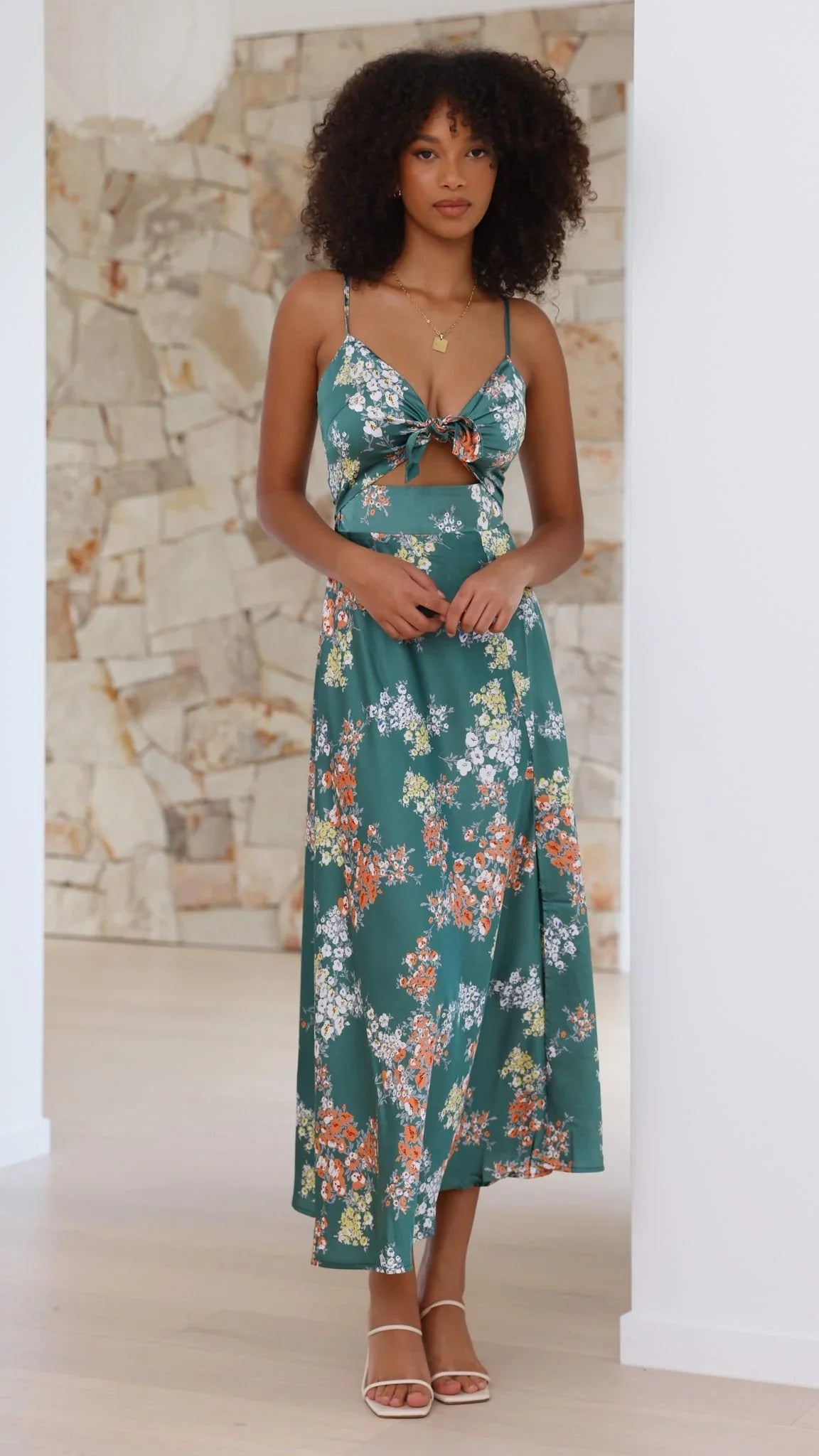 Dreamers Midi Dress - Green Floral
