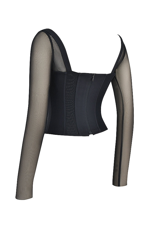 Araminta-Black Long Sleeve Corset