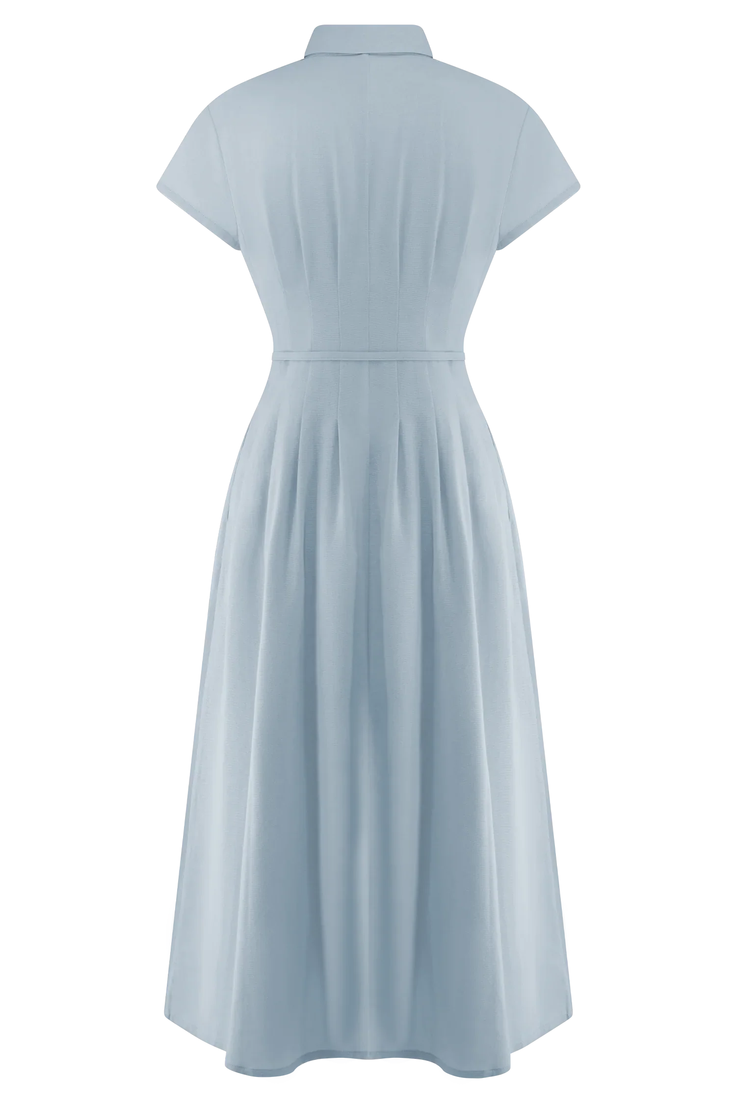 Aysha Buttoned Linen Midi Dress - Cornflower Blue