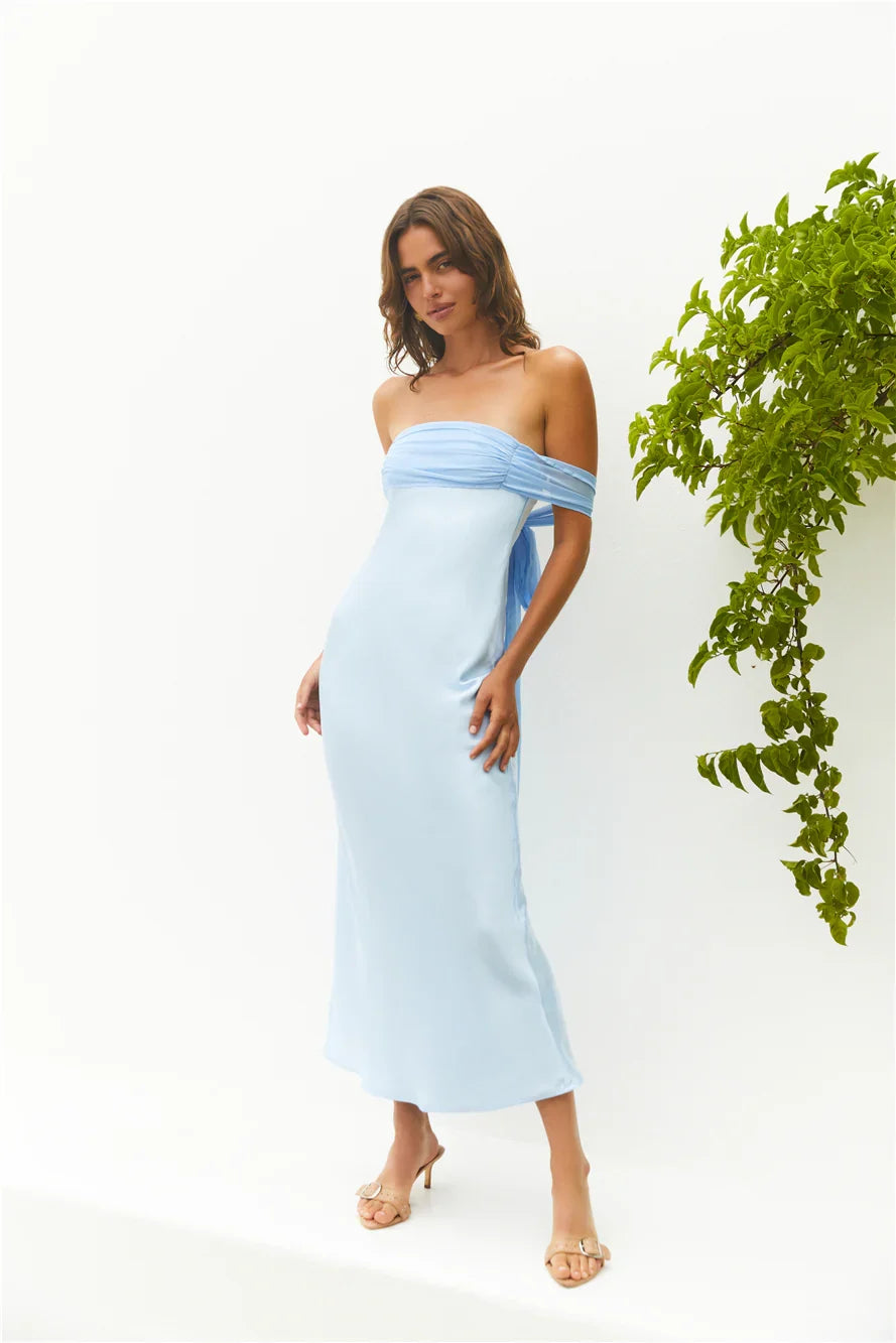 Cleo Cove Strapless Maxi Dress Blue