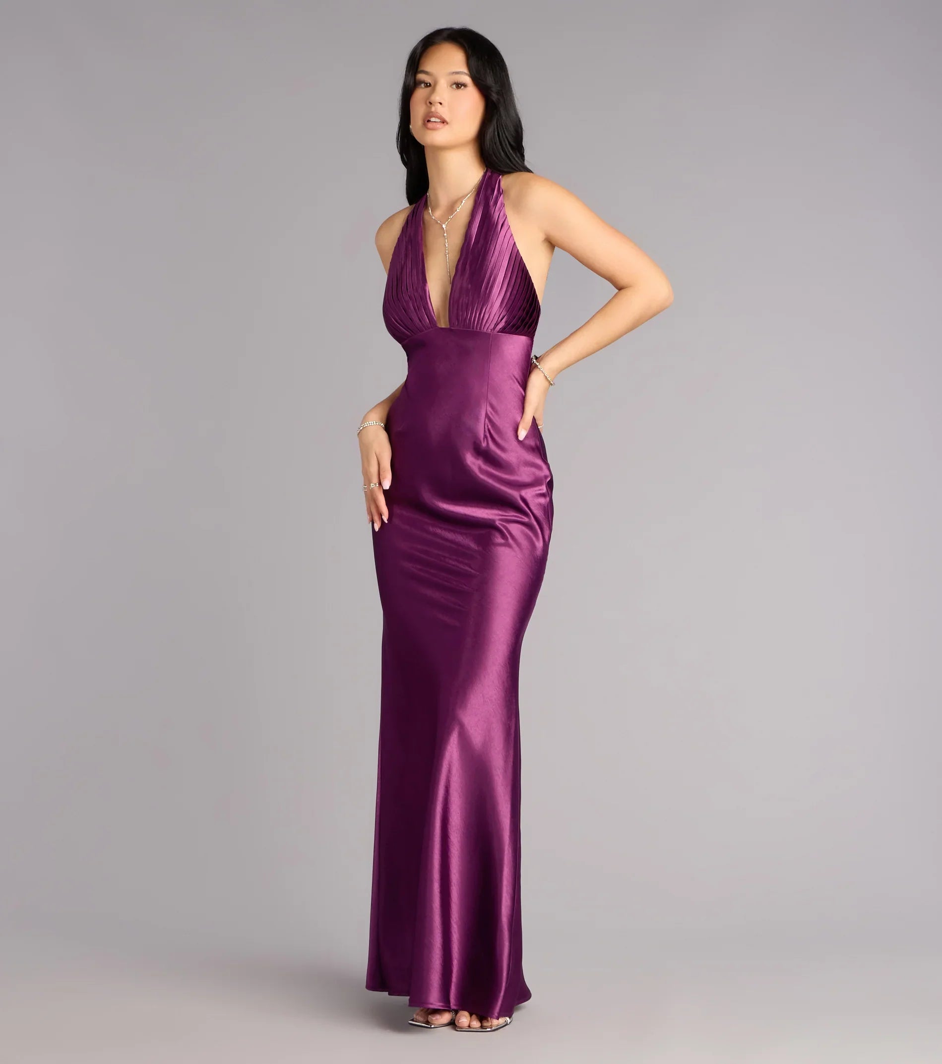 Meryl Satin Open Back Mermaid Formal Dress