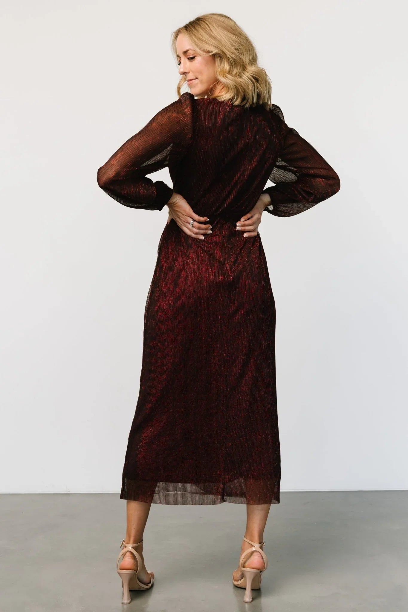 Devlyn Pleated Dress | Ruby Shimmer
