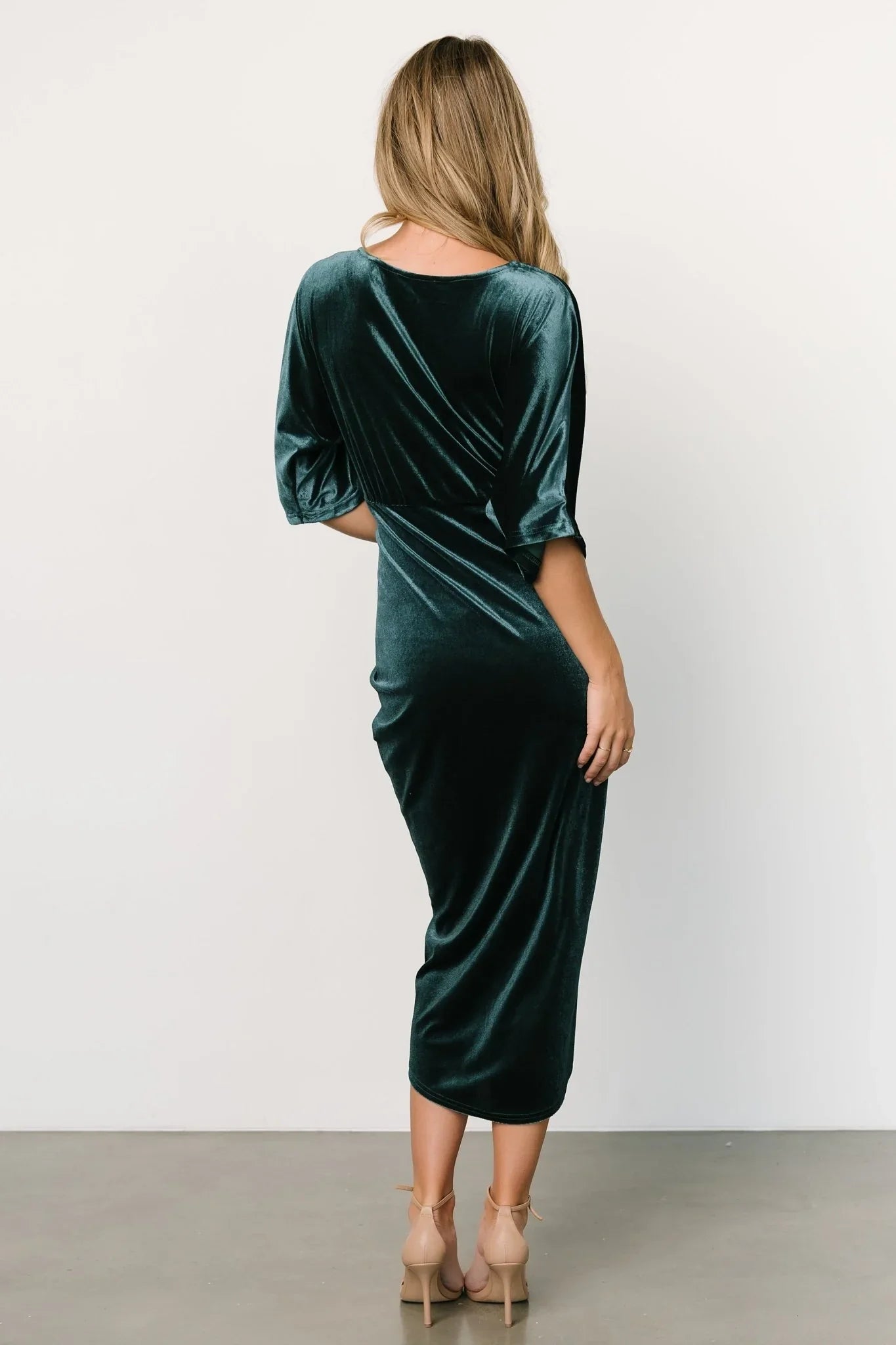 Brendyn Ruched Velvet Dress | Jade