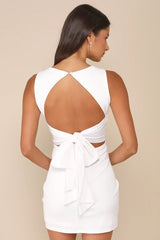 Confident Cutie White Tie Back Sleeveless Mini Dress