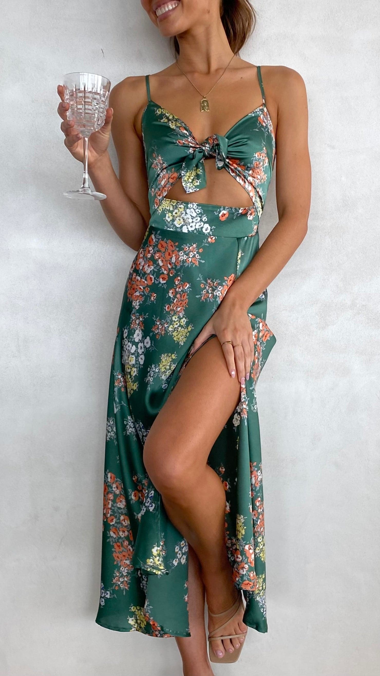 Dreamers Midi Dress - Green Floral
