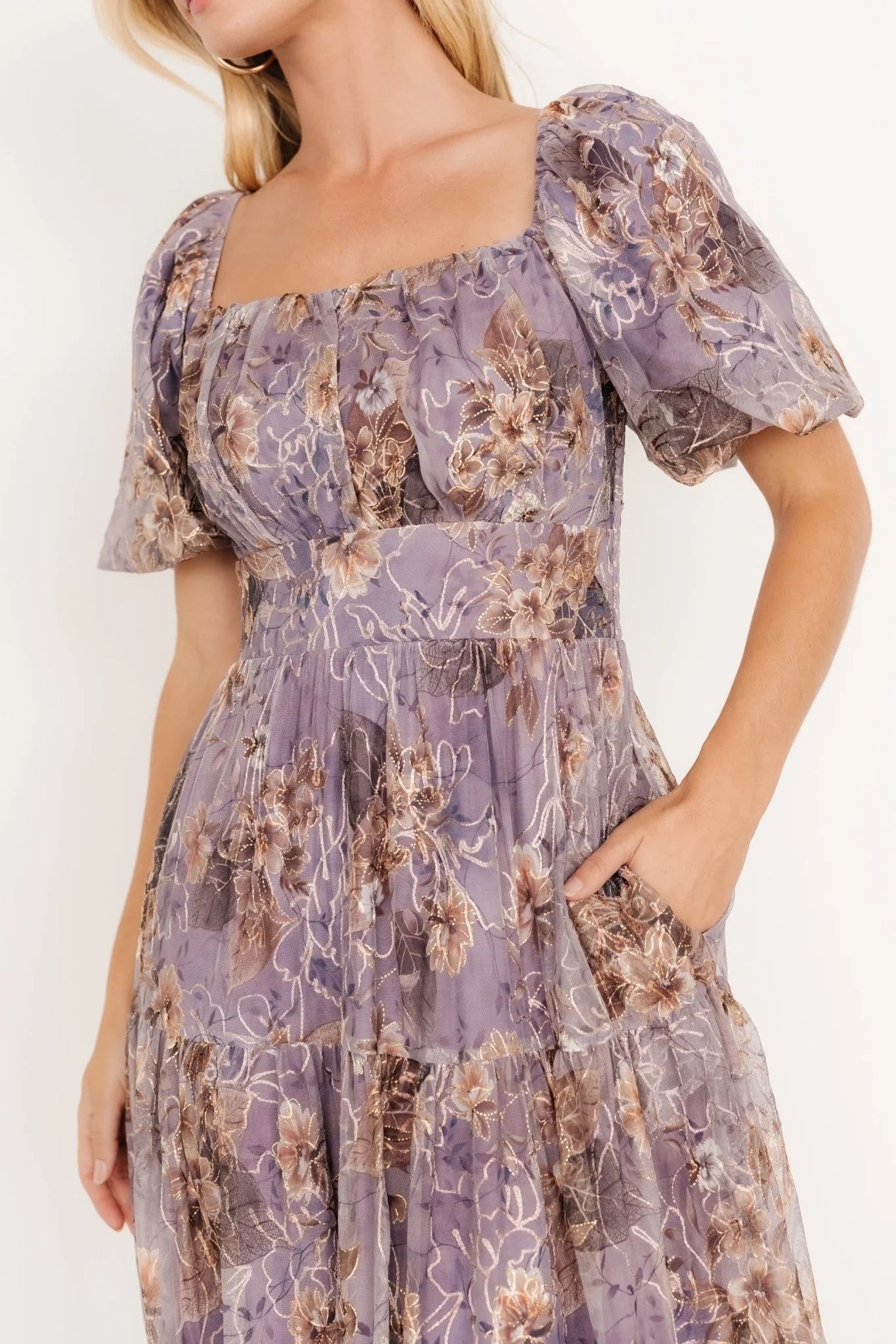 Annabeth Midi Dress | Lavender Floral