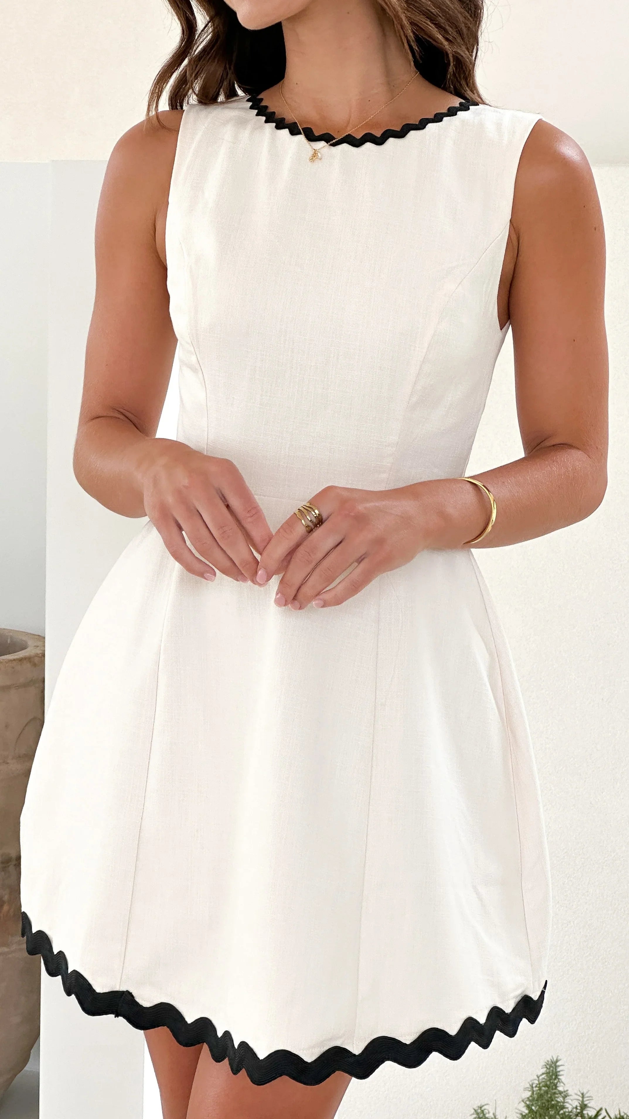 Aceline Mini Dress - Oat/Black