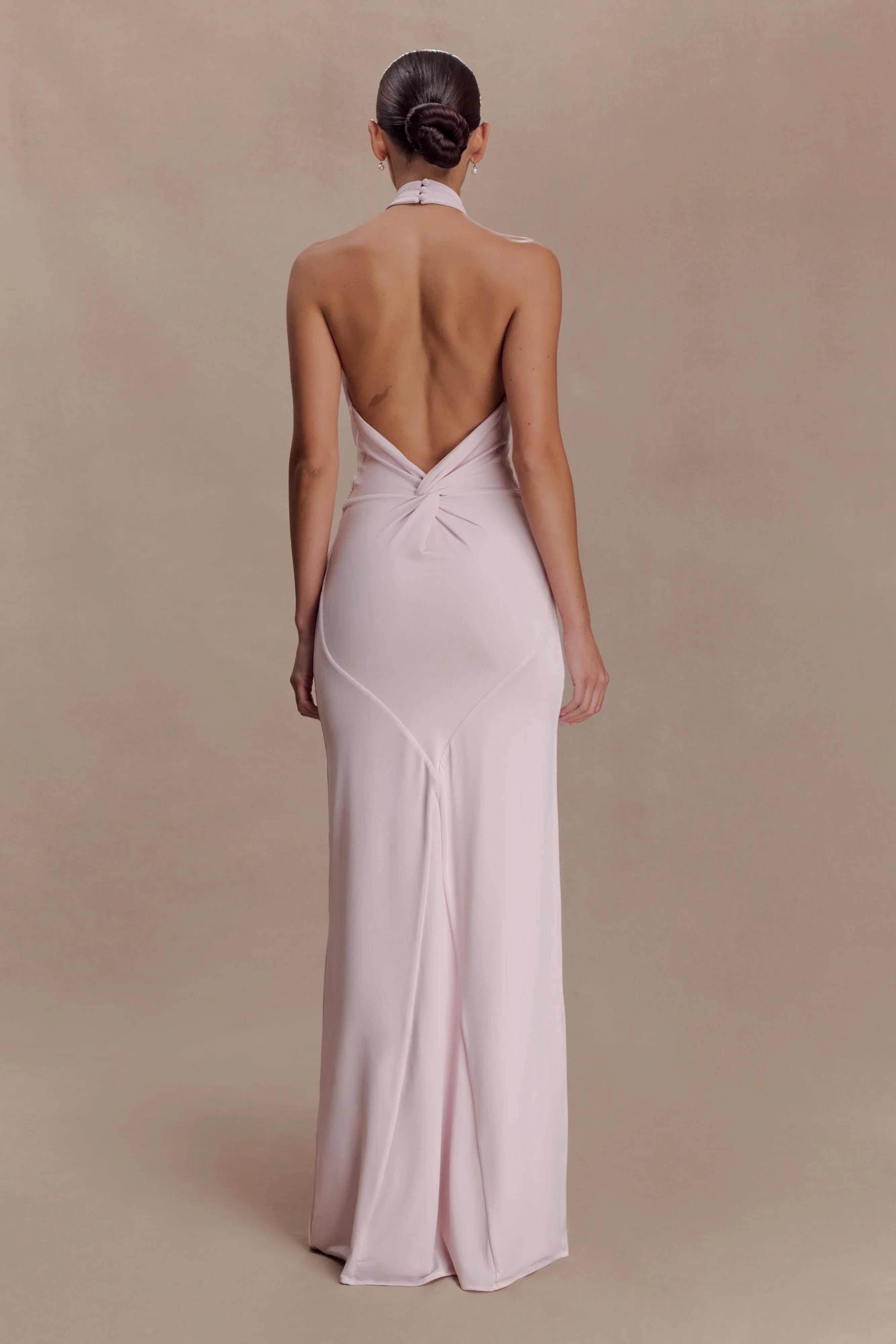 Elyna Slinky Halter Maxi Dress - Pale Pink