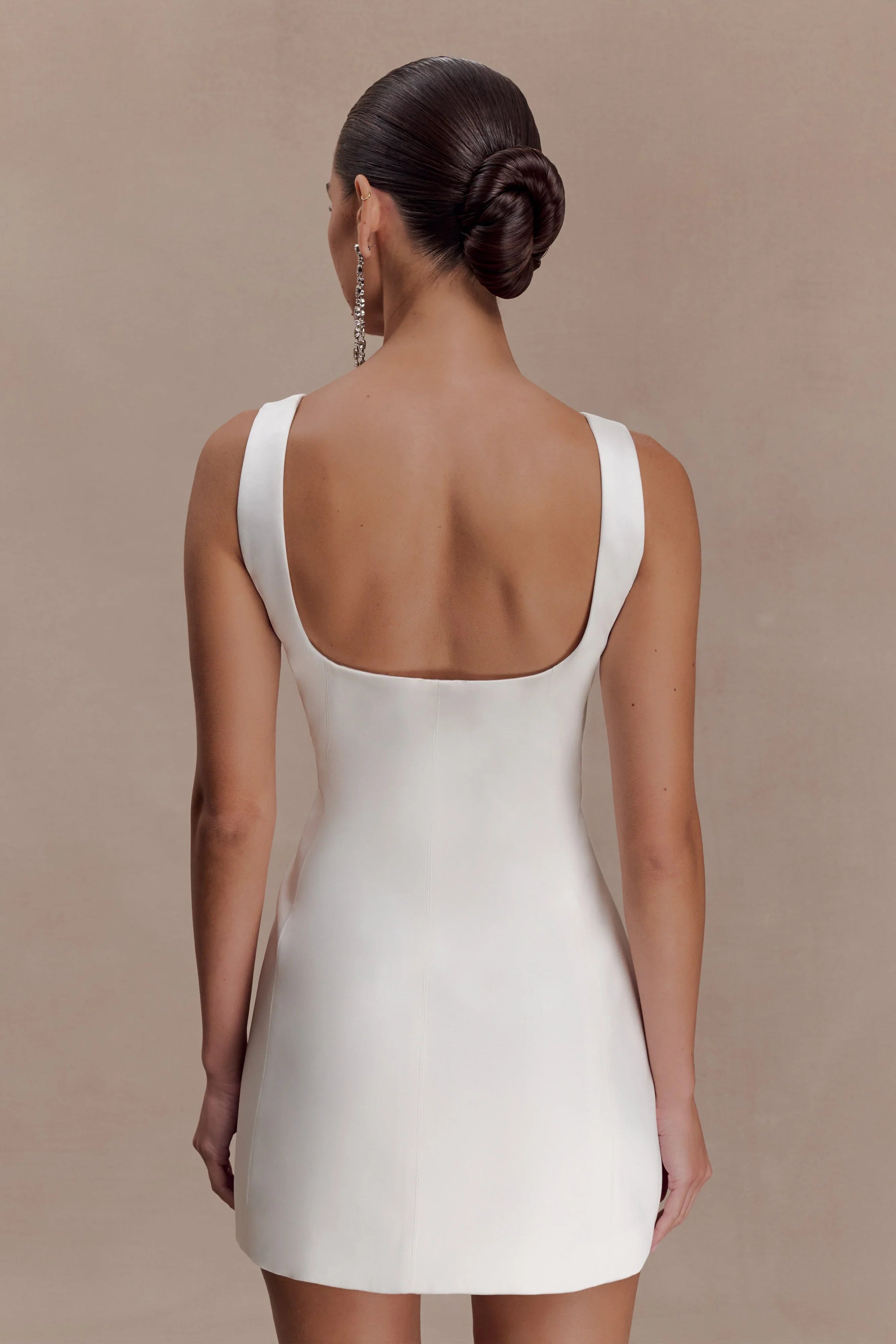 Beth Satin Mini Dress - White