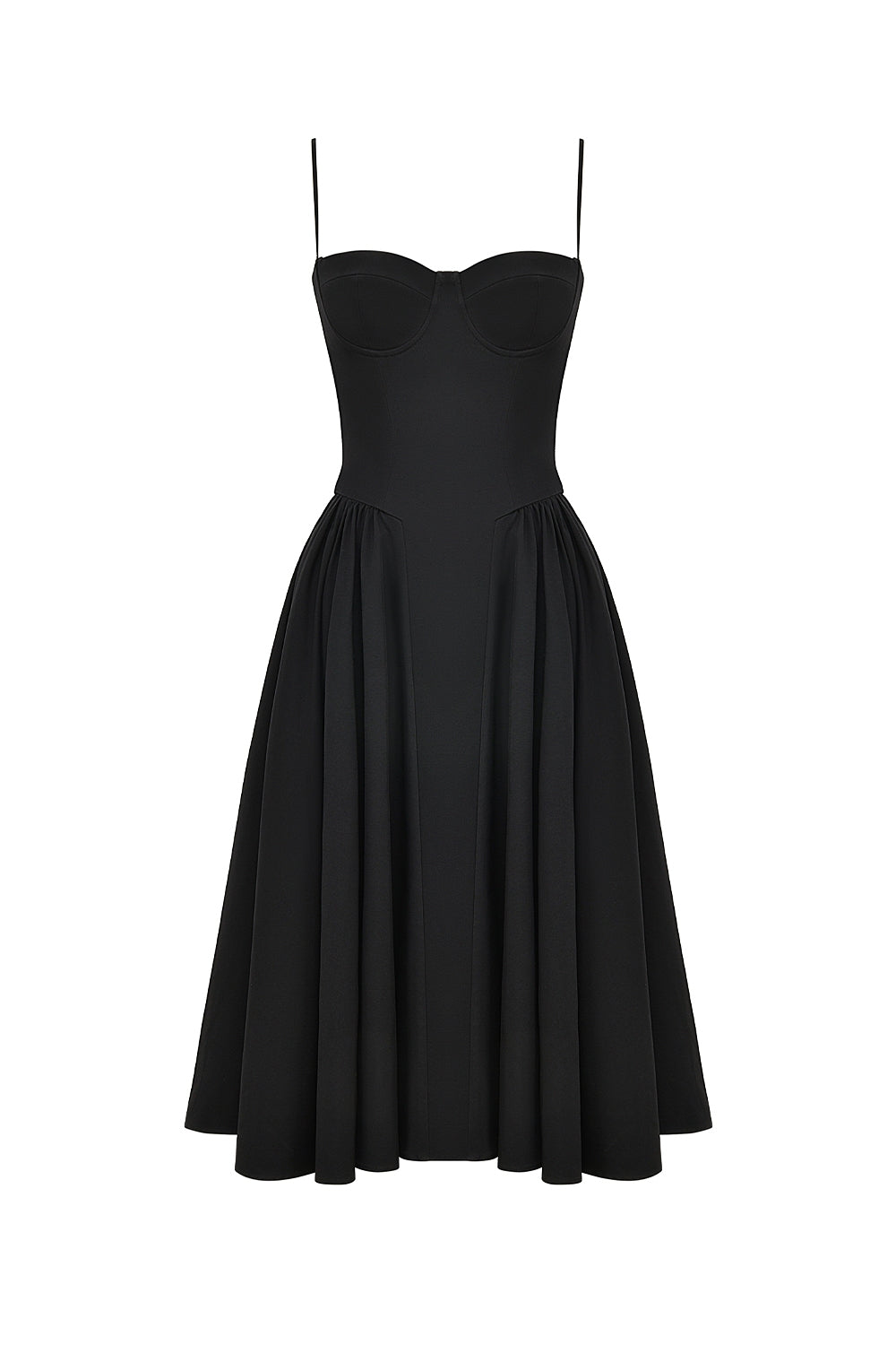 Samaria-Black Corset Midi Dress