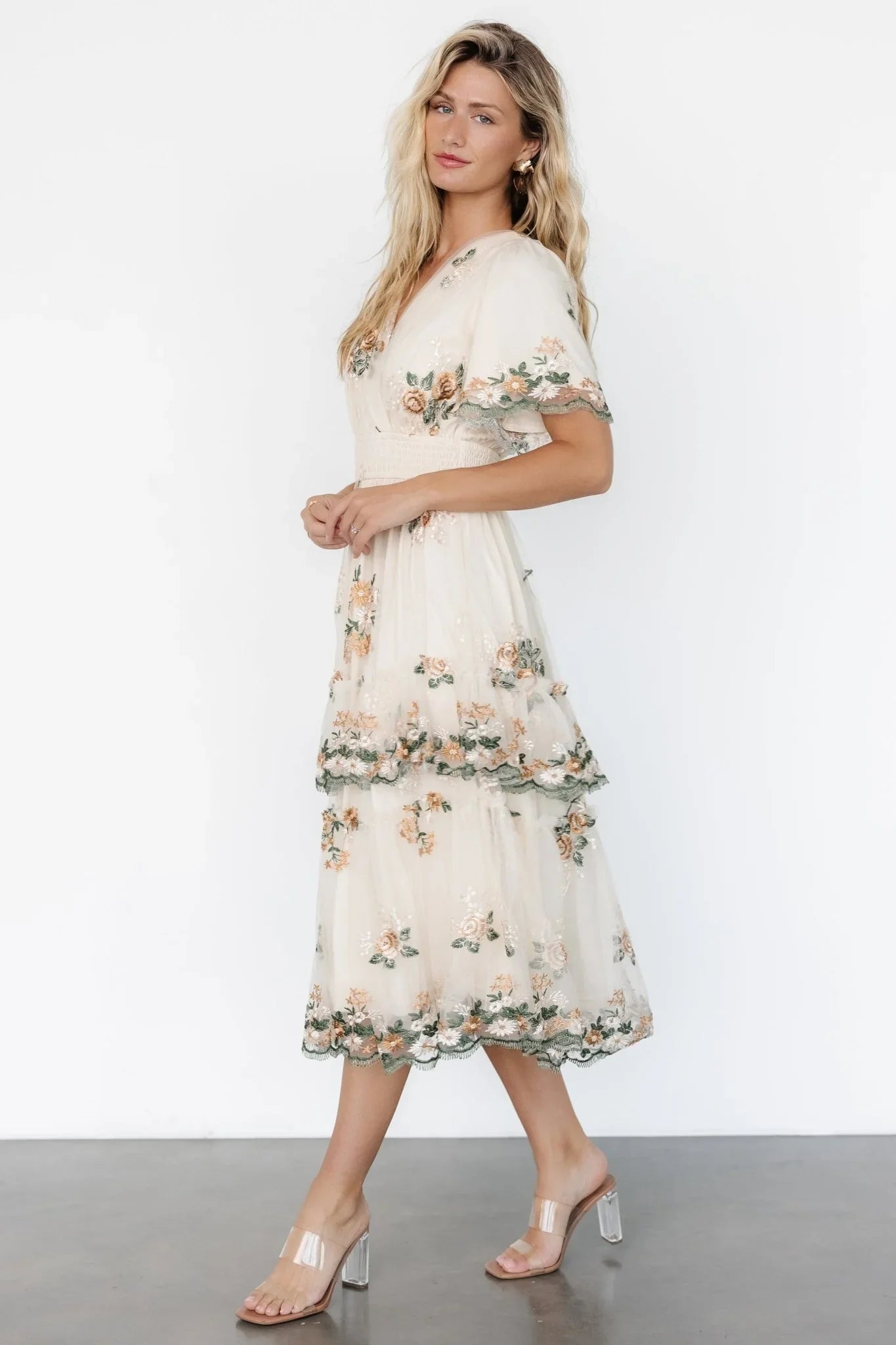 Cynthia Midi Dress | Cream Floral