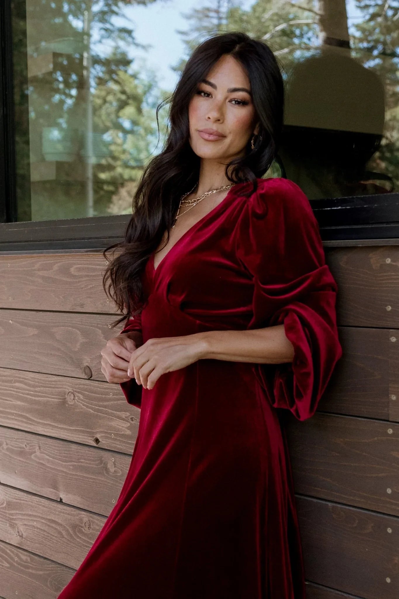 Adelita Velvet Maxi Dress | Merlot