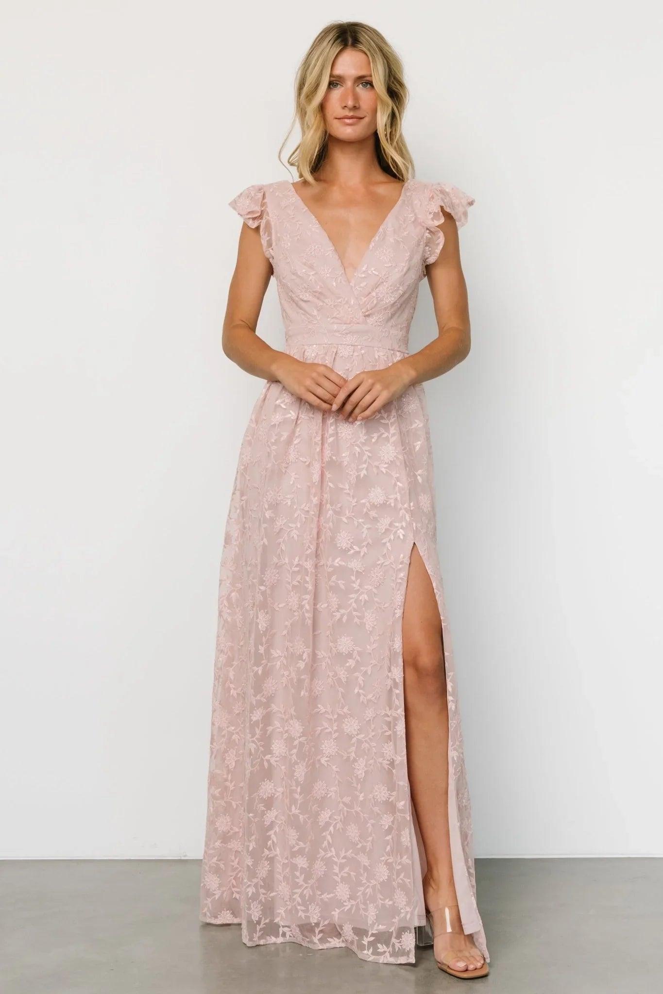 Alexa Embroidered Sequin Maxi Dress | Blush Rose