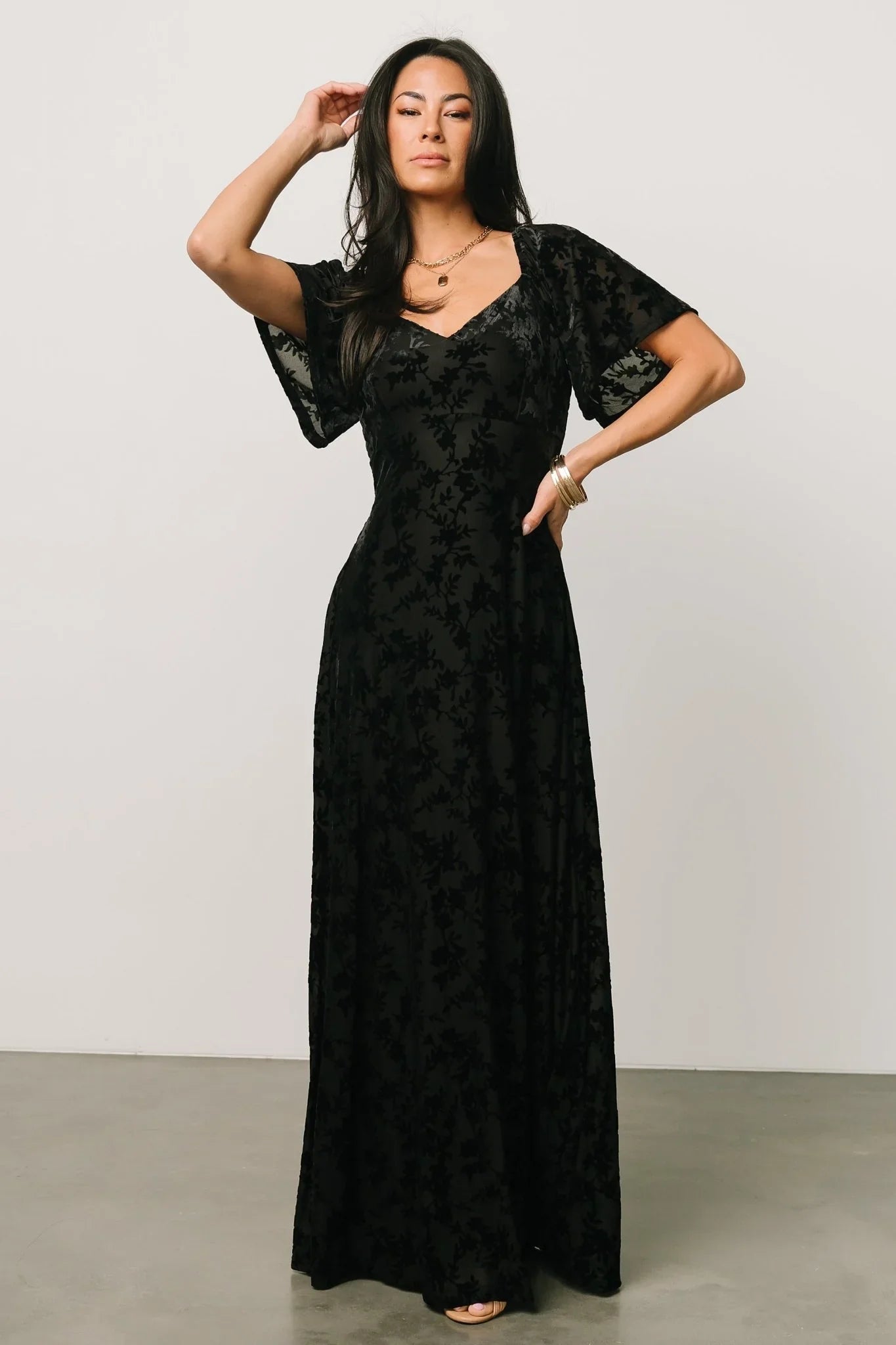 Everley Velvet Maxi Dress | Black