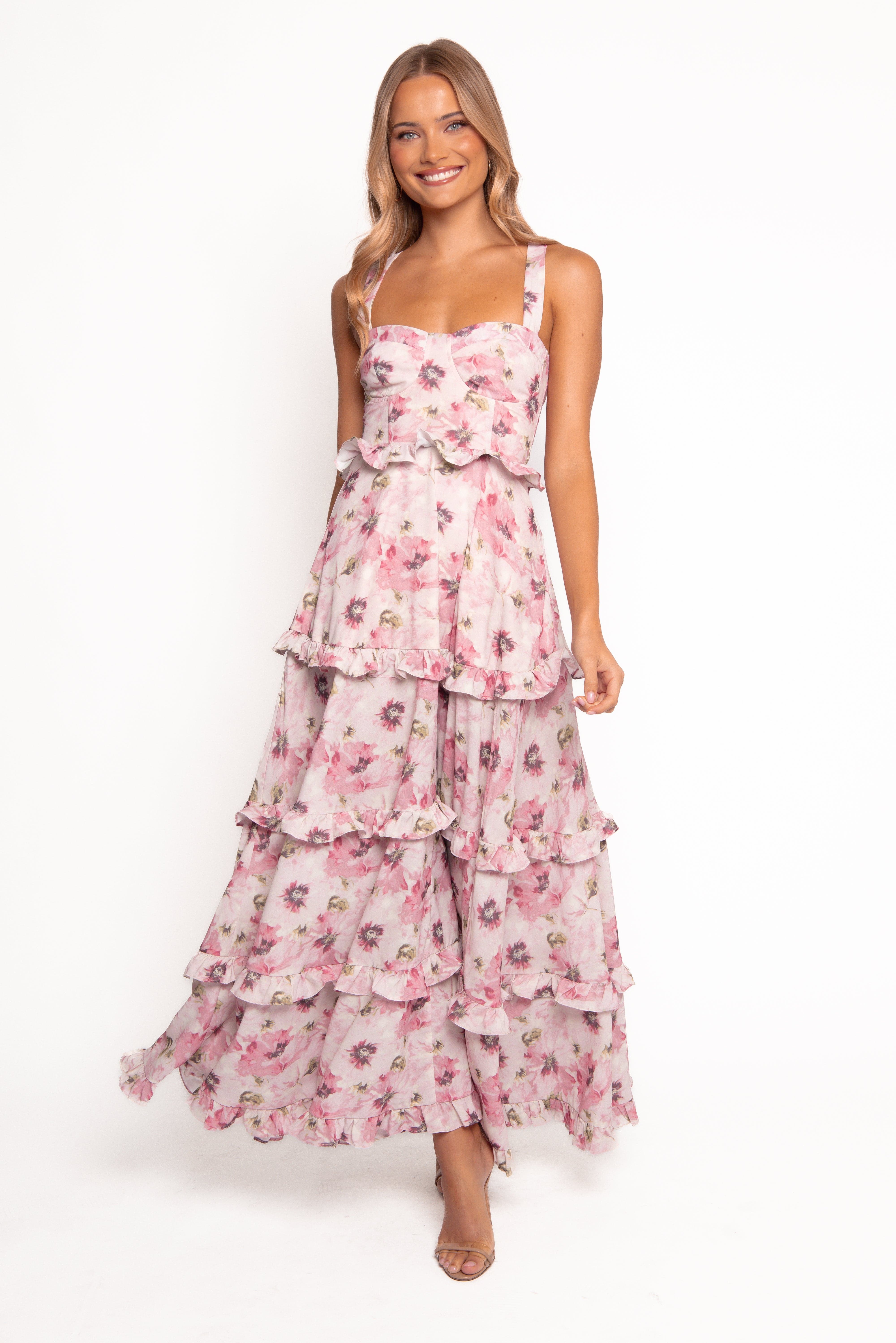 Lillee Tiered Maxi Dress - Pink Bloom