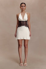 Dinah Lace And Satin Mini Dress - Black/Ivory