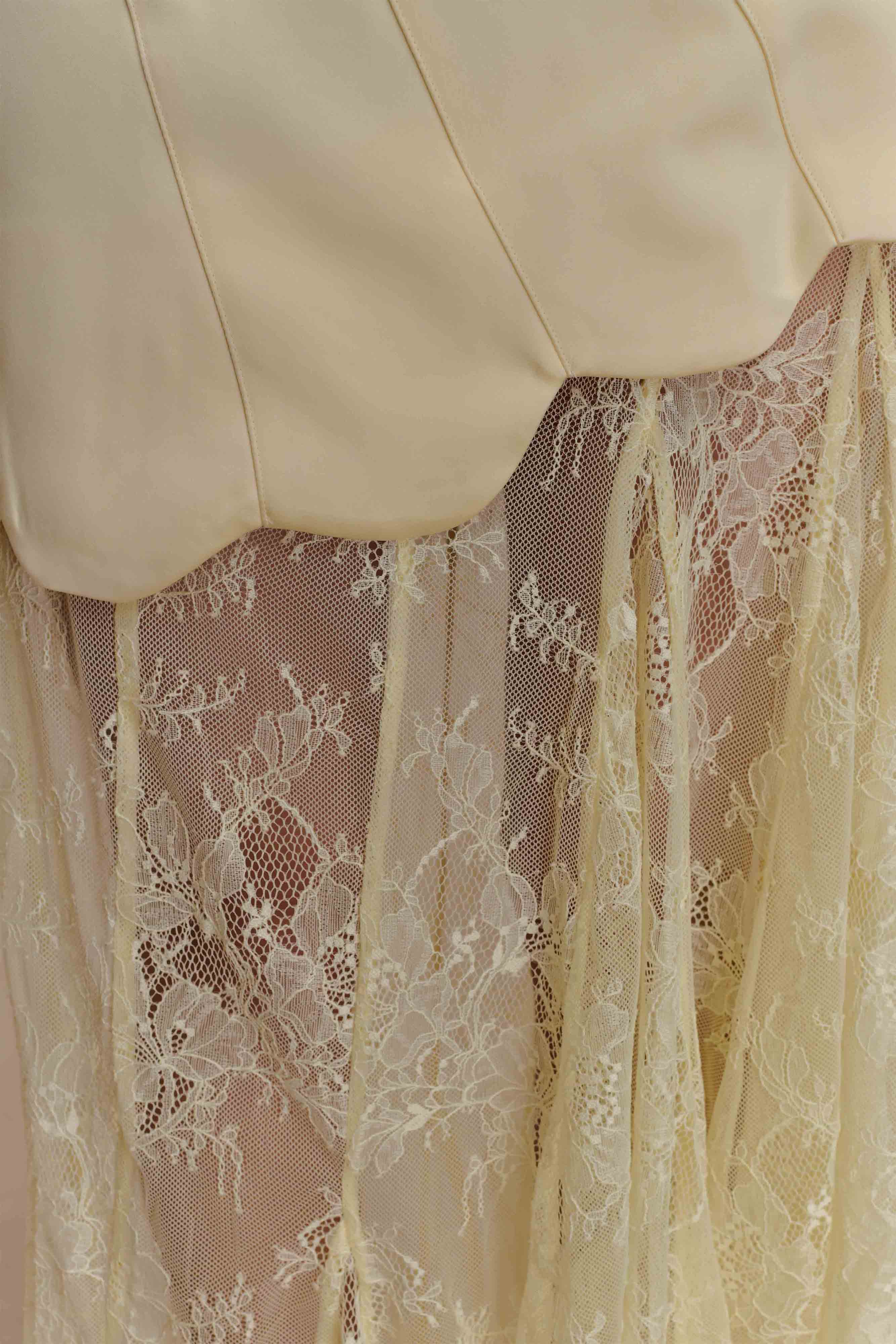 Aleena Satin And Lace Maxi Dress - Lemon