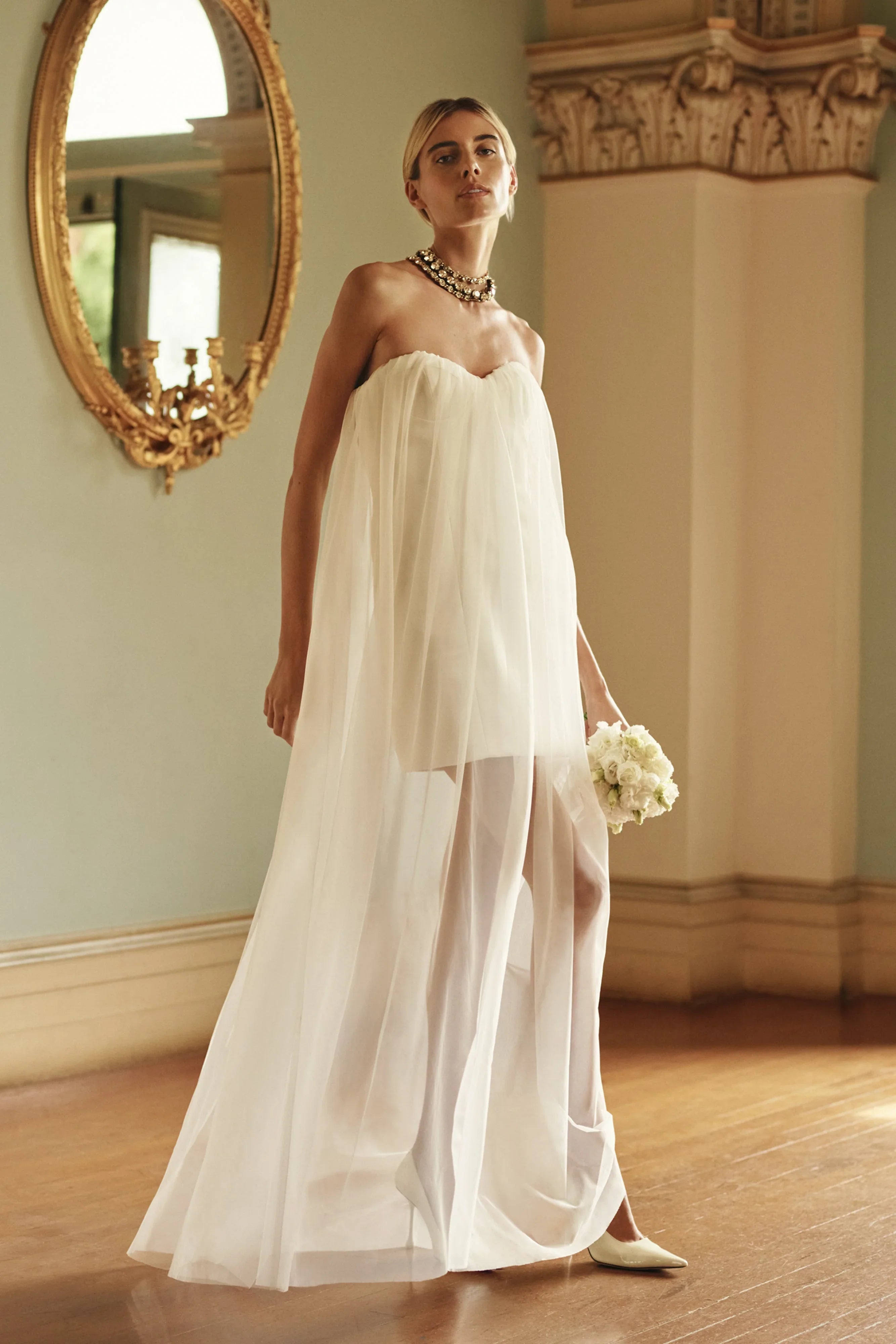 Bettany Chiffon Strapless Maxi Dress - White